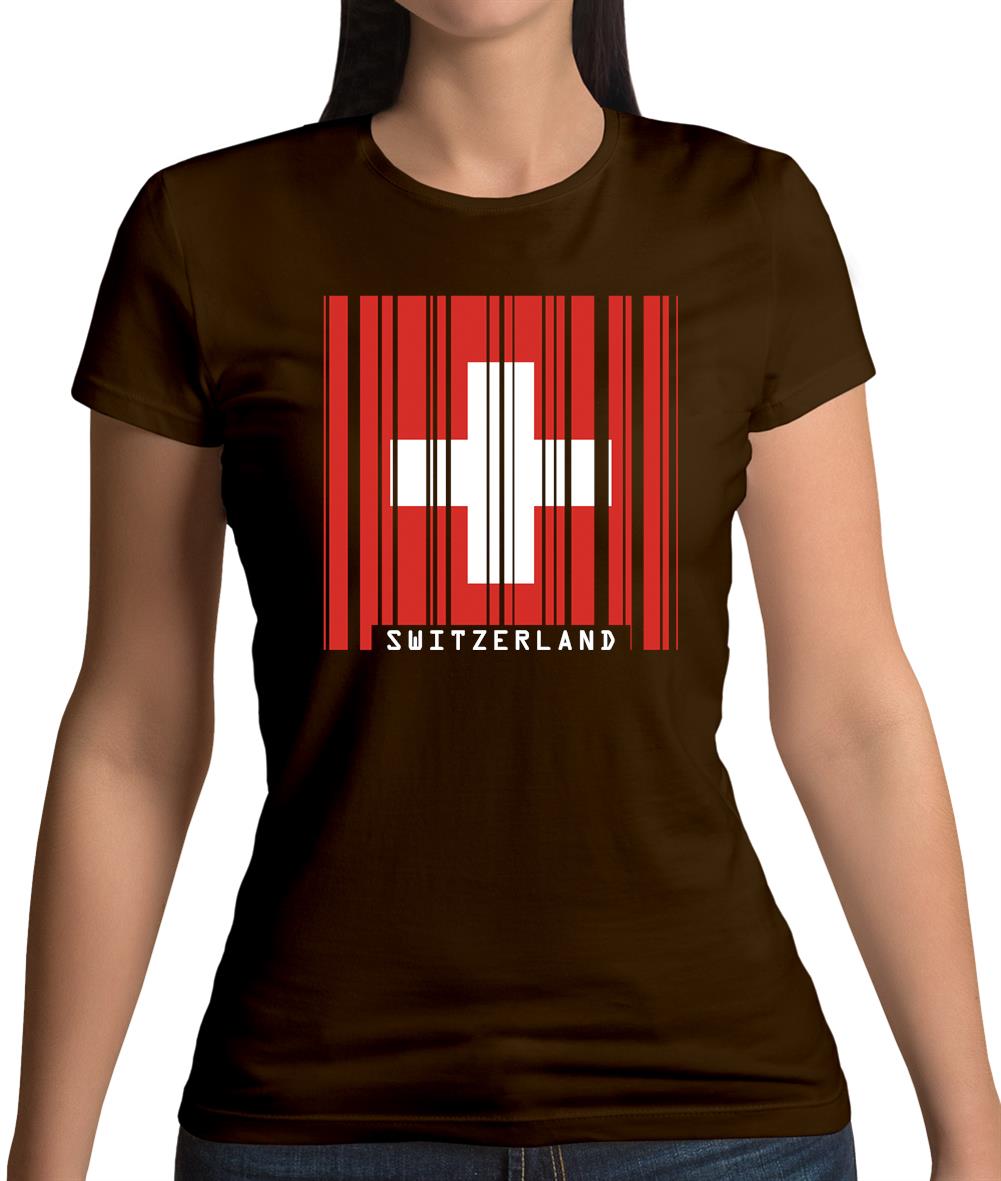Switzerland Barcode Style Flag Womens T-Shirt Switzerland Barcode Style Flag Womens T-Shirt