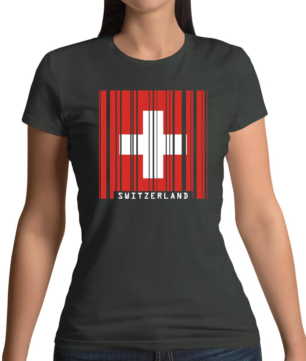 Switzerland Barcode Style Flag Womens T-Shirt Switzerland Barcode Style Flag Womens T-Shirt