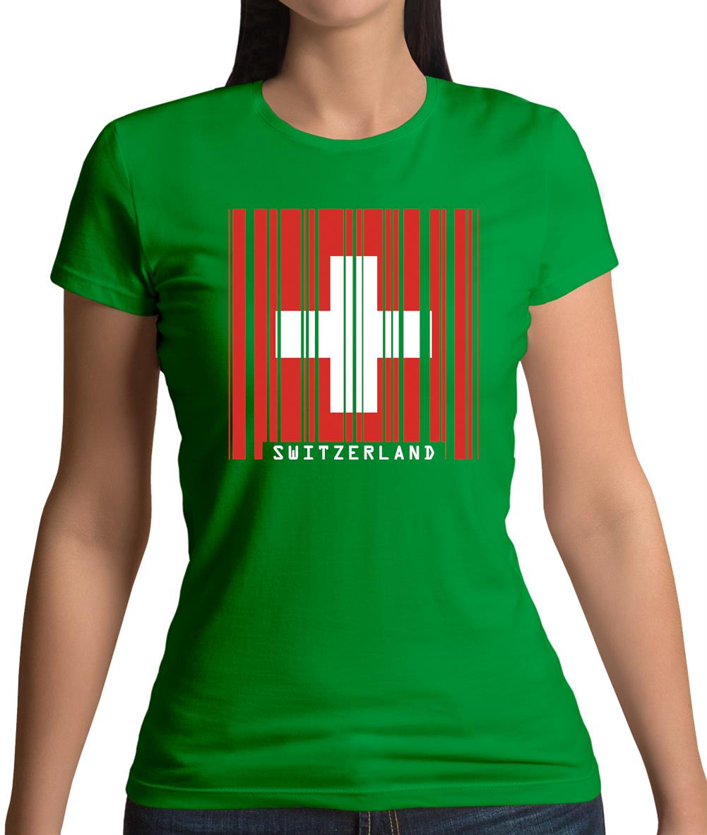 Switzerland Barcode Style Flag Womens T-Shirt Switzerland Barcode Style Flag Womens T-Shirt
