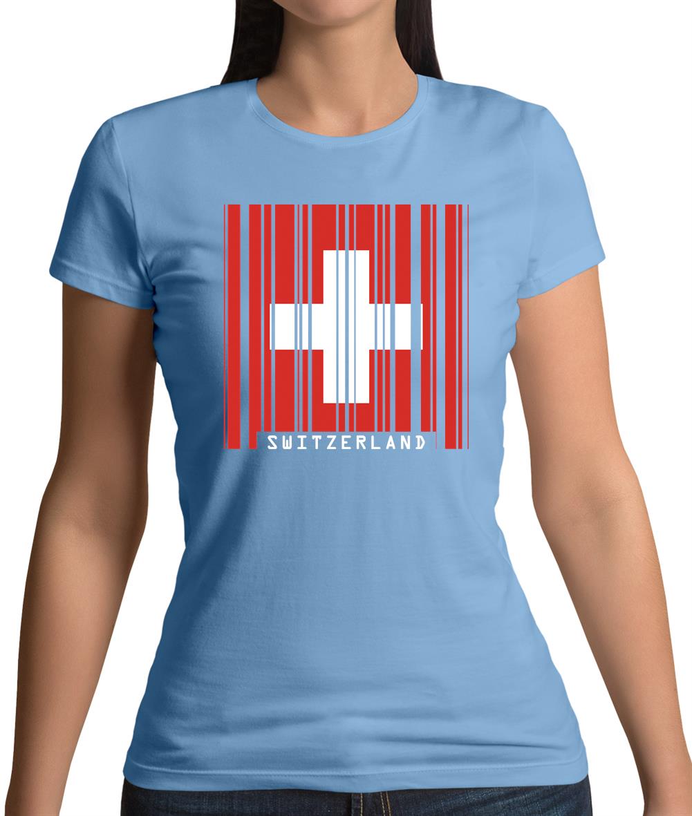 Switzerland Barcode Style Flag Womens T-Shirt Switzerland Barcode Style Flag Womens T-Shirt