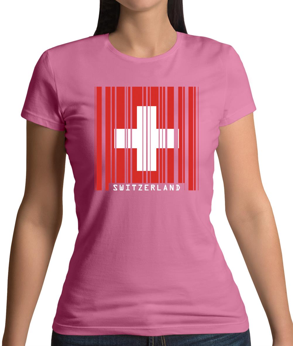 Switzerland Barcode Style Flag Womens T-Shirt Switzerland Barcode Style Flag Womens T-Shirt