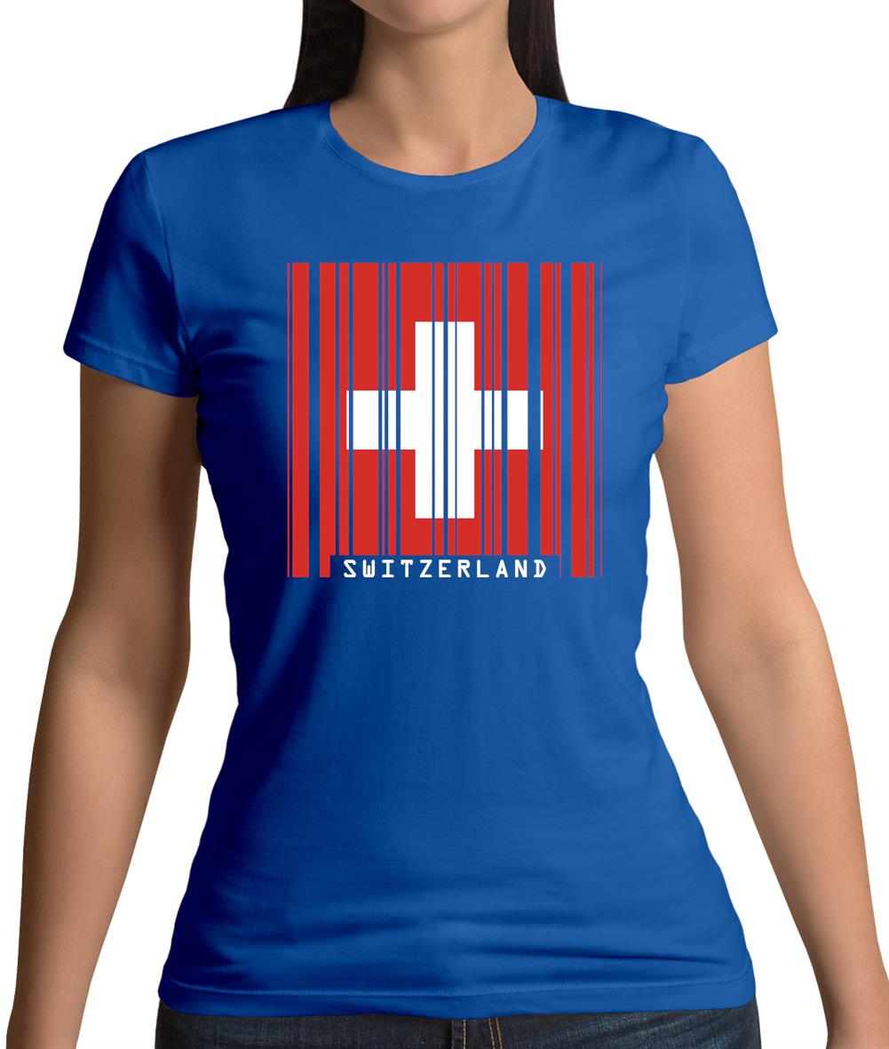 Switzerland Barcode Style Flag Womens T-Shirt Switzerland Barcode Style Flag Womens T-Shirt