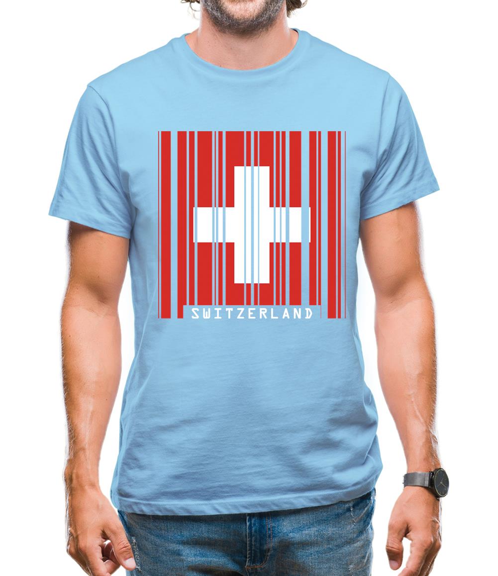 Switzerland Barcode Style Flag Mens T-Shirt Switzerland Barcode Style Flag Mens T-Shirt