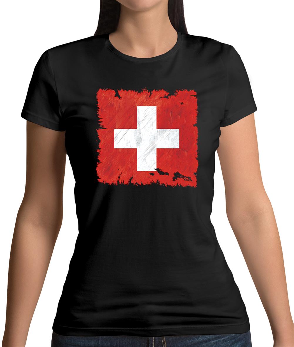 Switzerland Grunge Style Flag Womens T-Shirt Switzerland Grunge Style Flag Womens T-Shirt