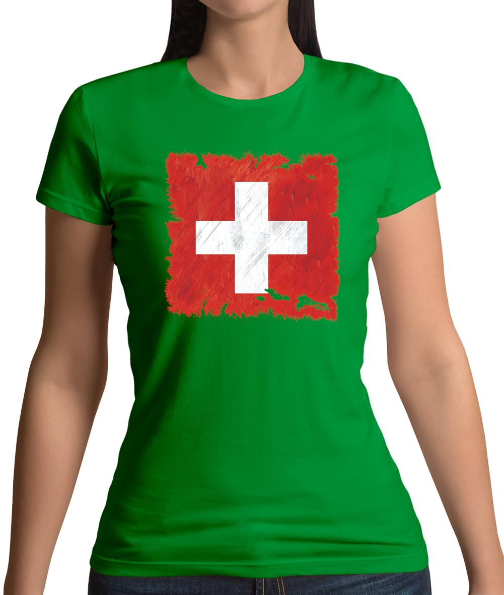 Switzerland Grunge Style Flag Womens T-Shirt Switzerland Grunge Style Flag Womens T-Shirt