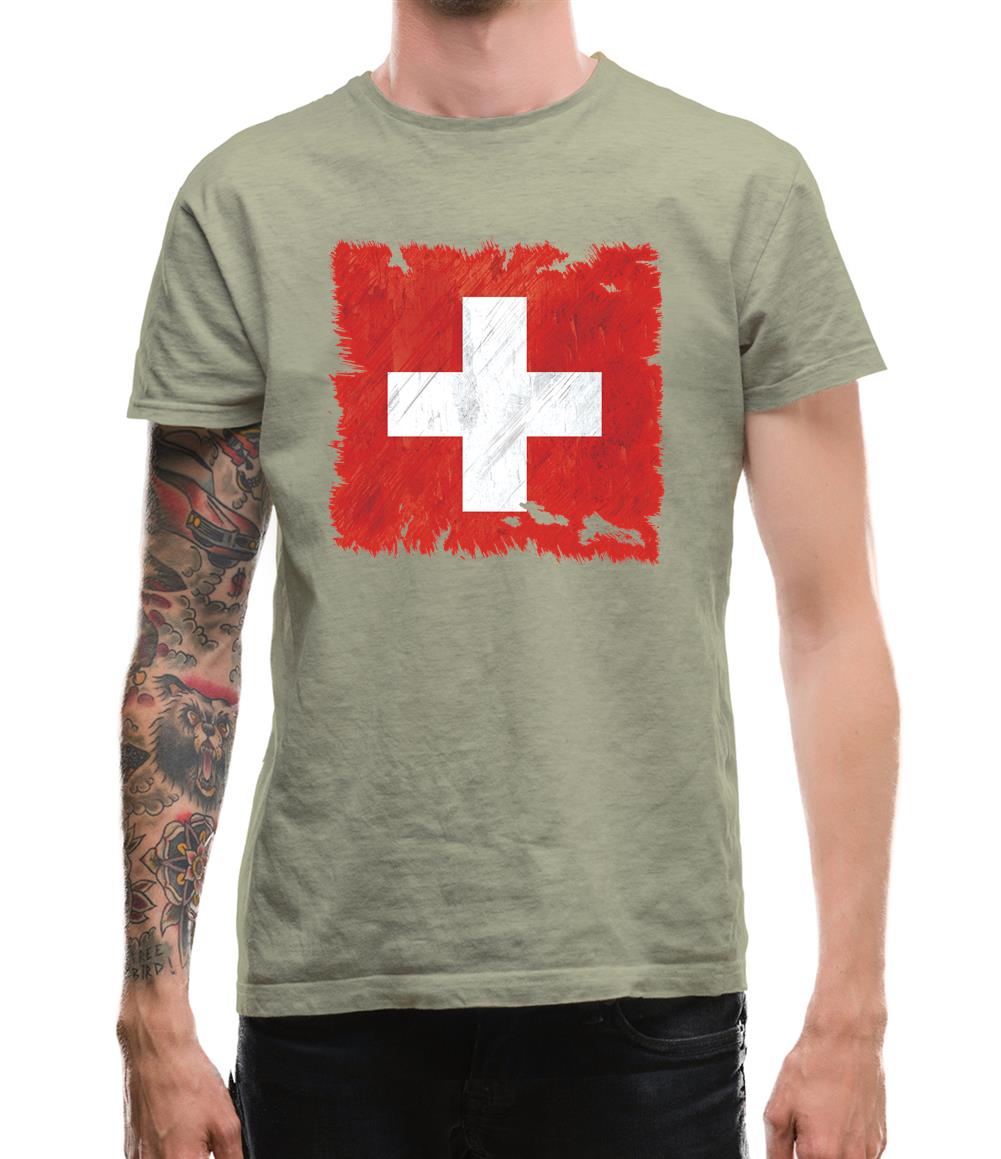 Switzerland Grunge Style Flag Mens T-Shirt Switzerland Grunge Style Flag Mens T-Shirt