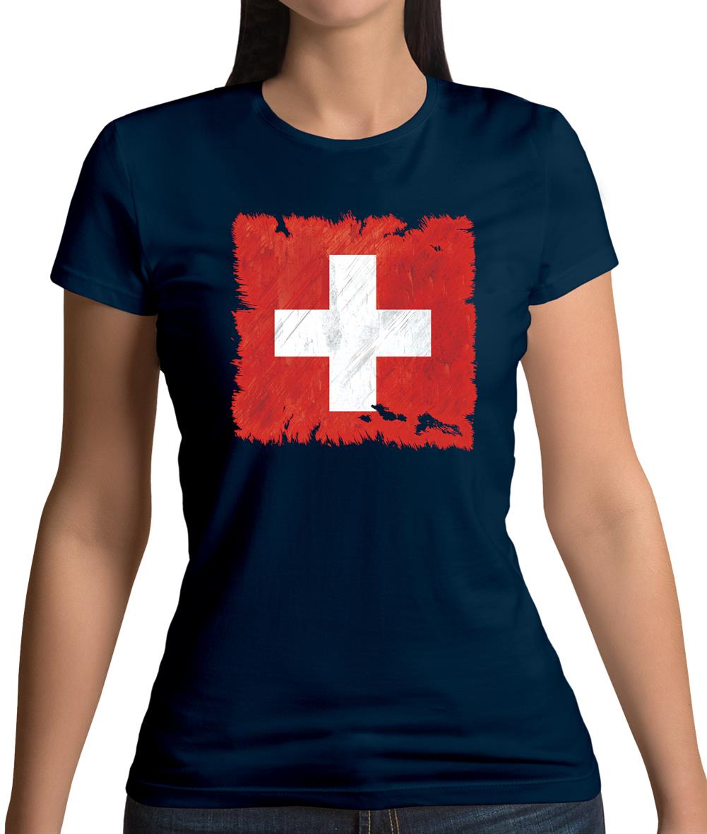 Switzerland Grunge Style Flag Womens T-Shirt Switzerland Grunge Style Flag Womens T-Shirt
