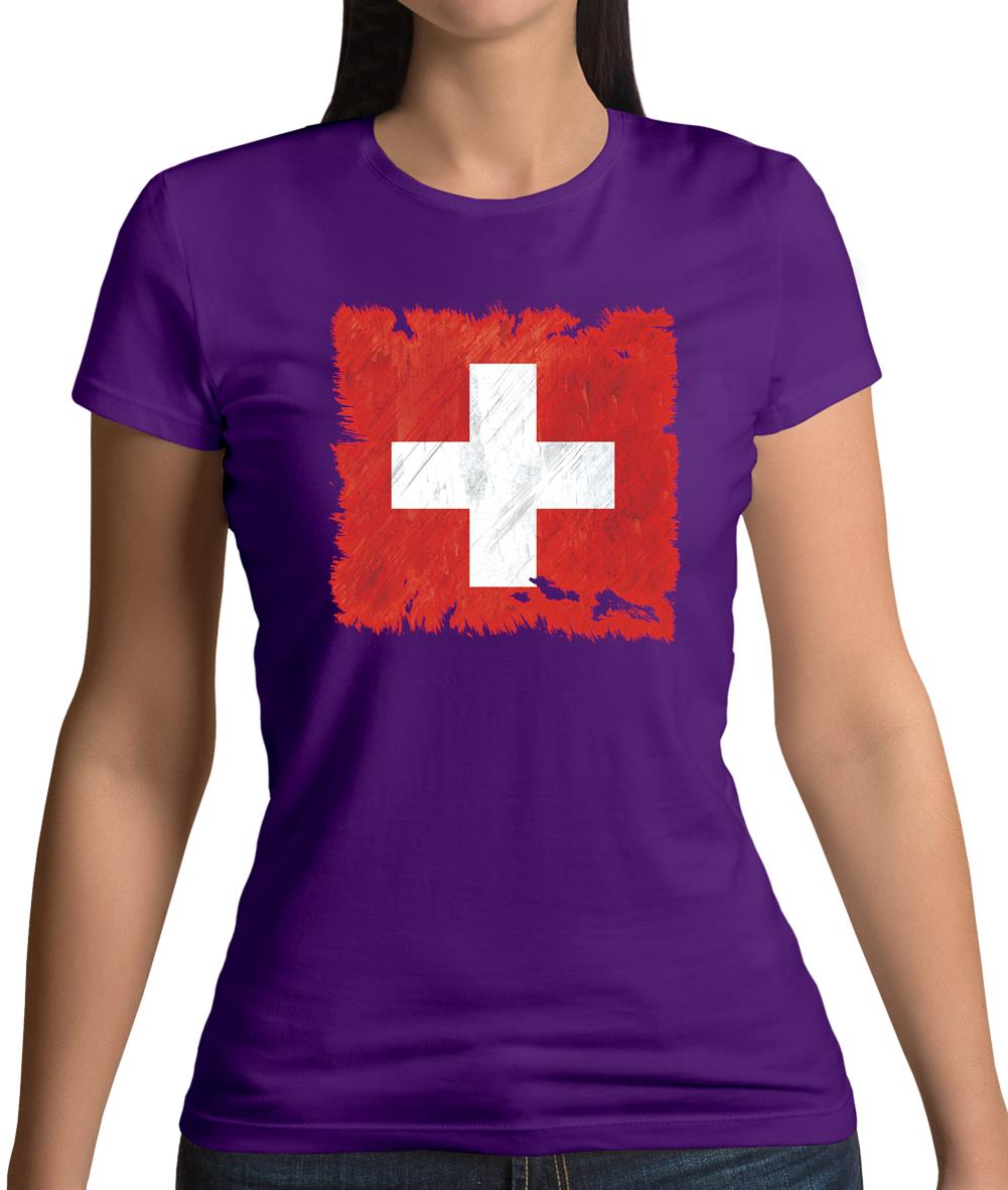 Switzerland Grunge Style Flag Womens T-Shirt Switzerland Grunge Style Flag Womens T-Shirt
