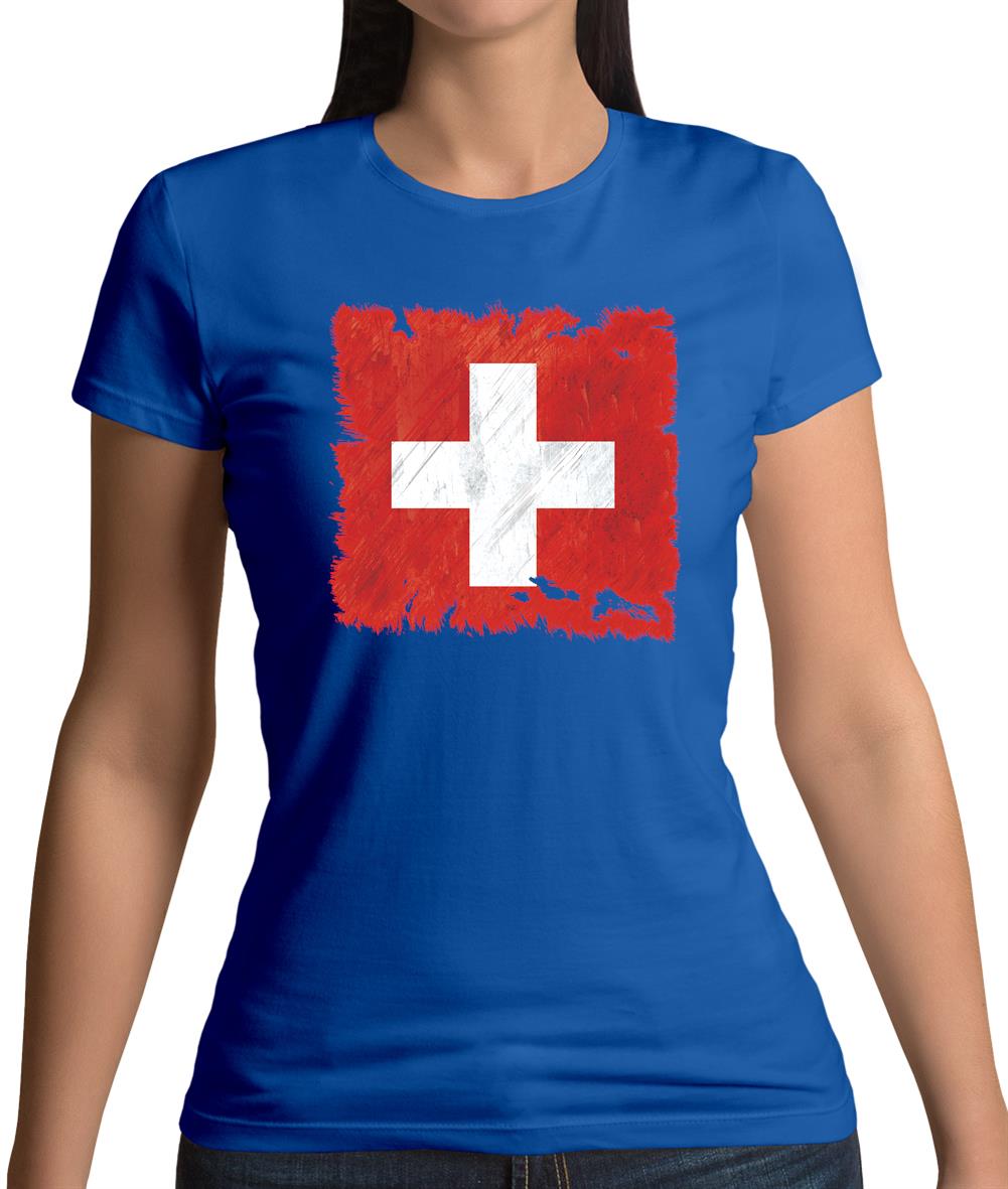 Switzerland Grunge Style Flag Womens T-Shirt Switzerland Grunge Style Flag Womens T-Shirt