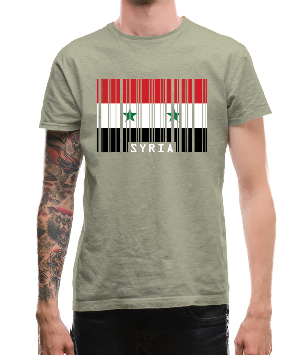 Syria Barcode Style Flag Mens T-Shirt Syria Barcode Style Flag Mens T-Shirt
