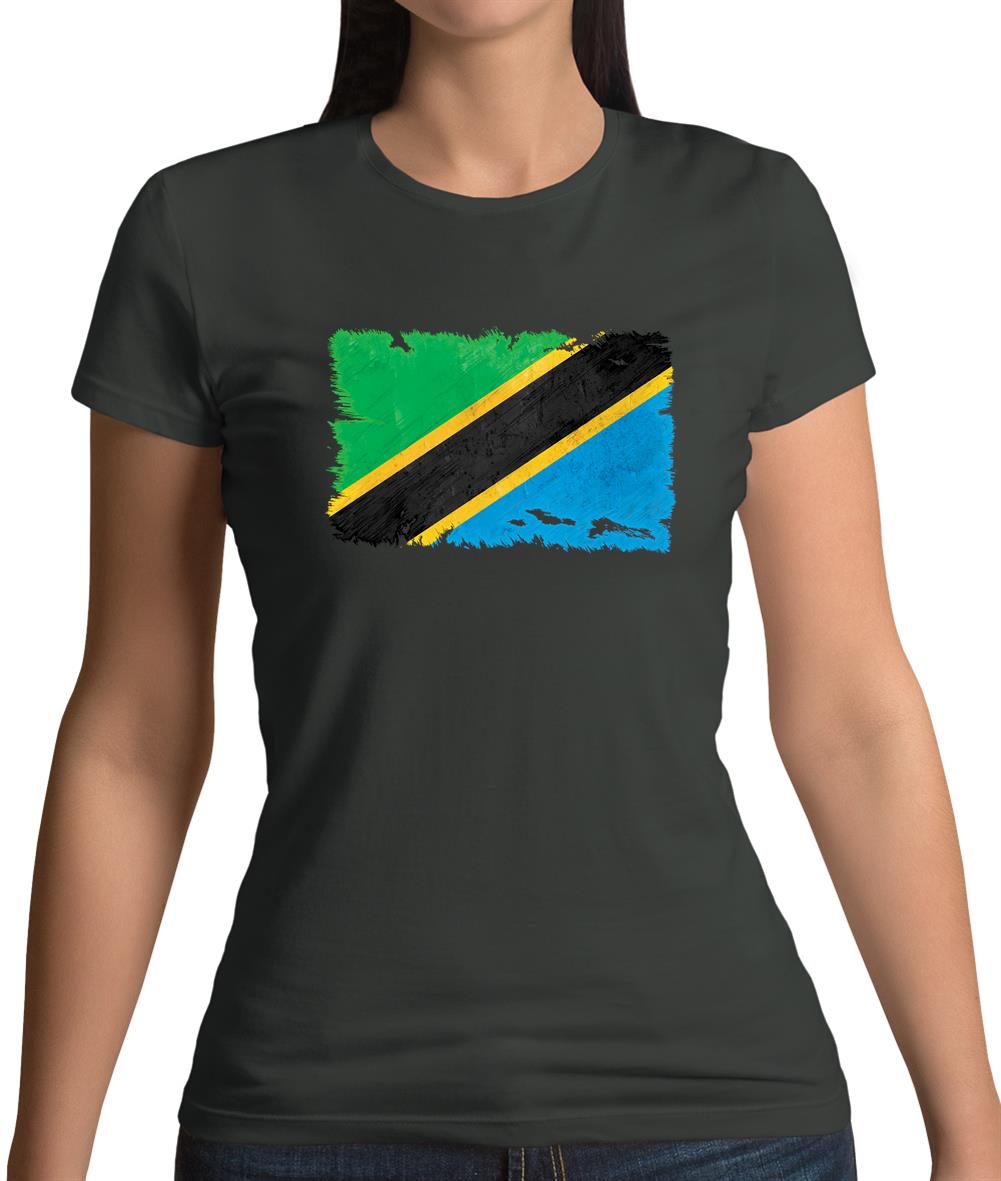 Tanzania Grunge Style Flag Womens T-Shirt Tanzania Grunge Style Flag Womens T-Shirt