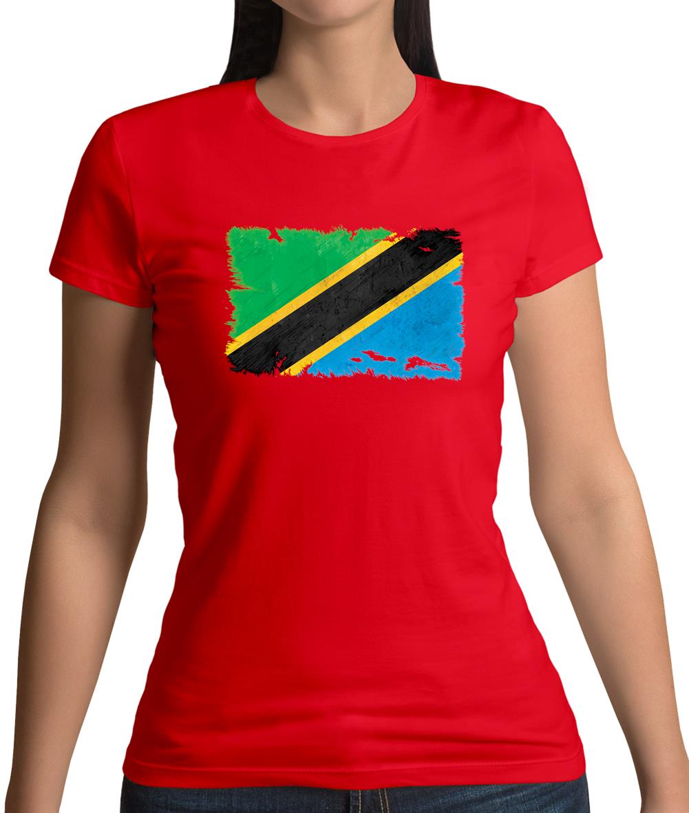 Tanzania Grunge Style Flag Womens T-Shirt Tanzania Grunge Style Flag Womens T-Shirt