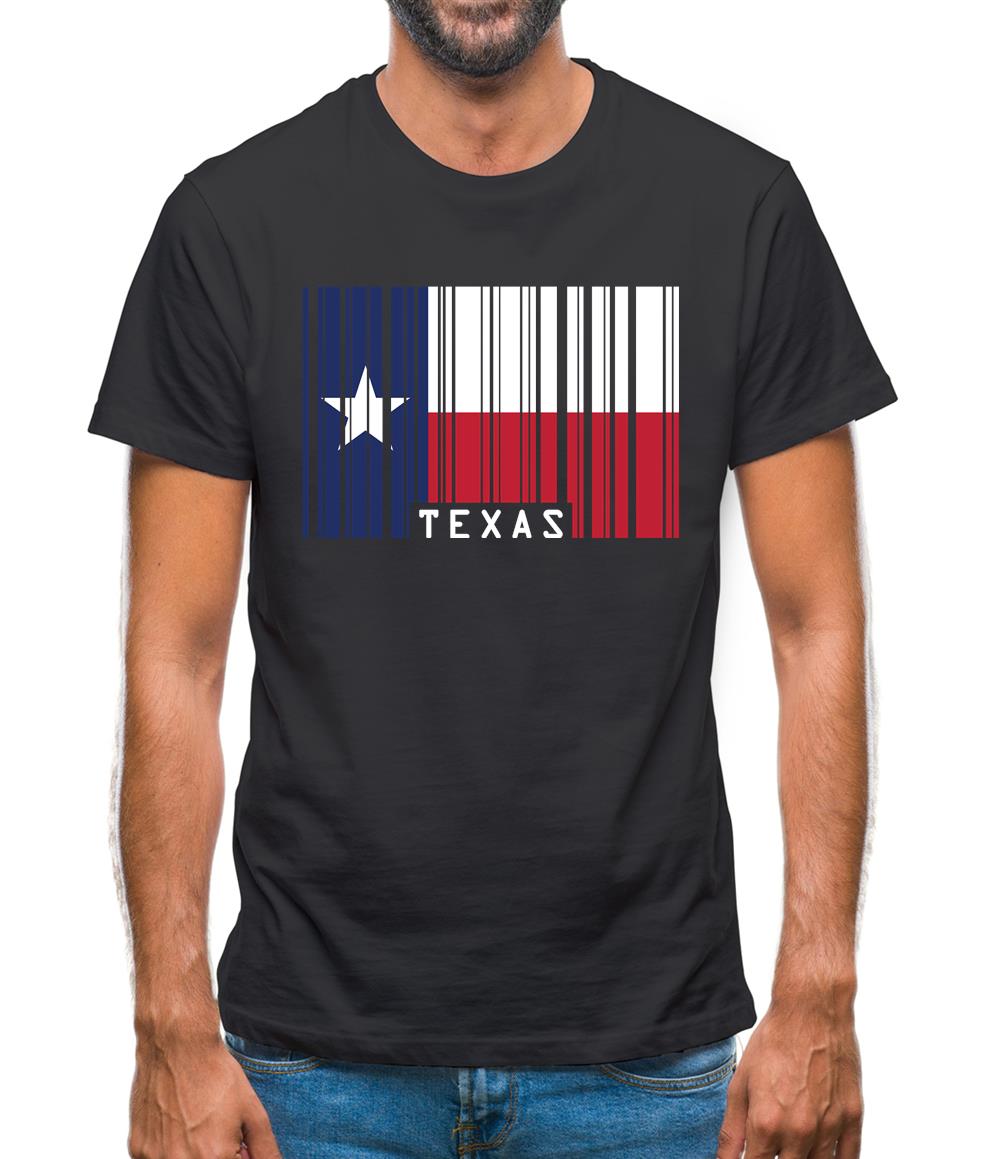 Texas Barcode Style Flag Mens T-Shirt Texas Barcode Style Flag Mens T-Shirt