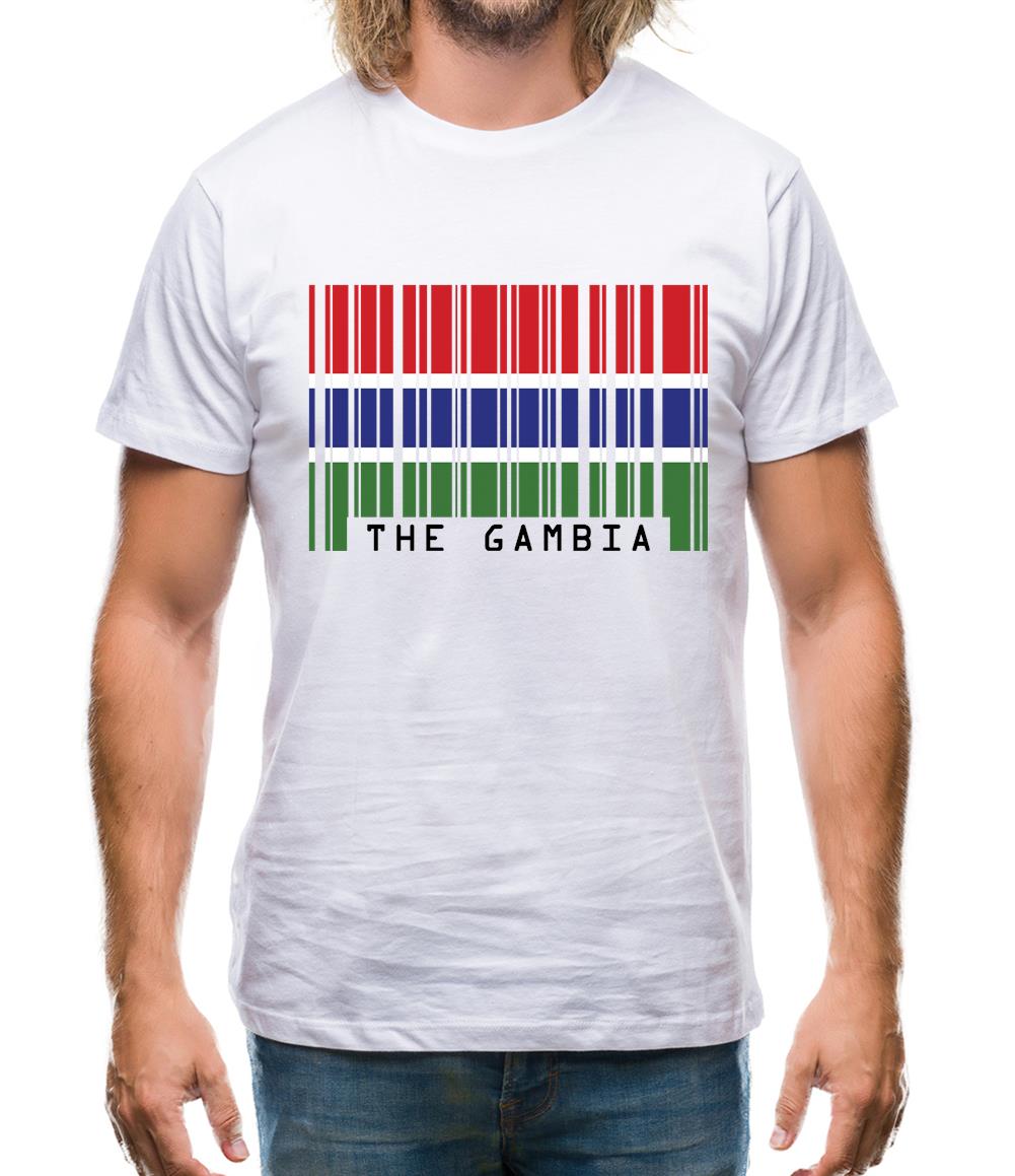 The Gambia Barcode Style Flag Mens T-Shirt The Gambia Barcode Style Flag Mens T-Shirt