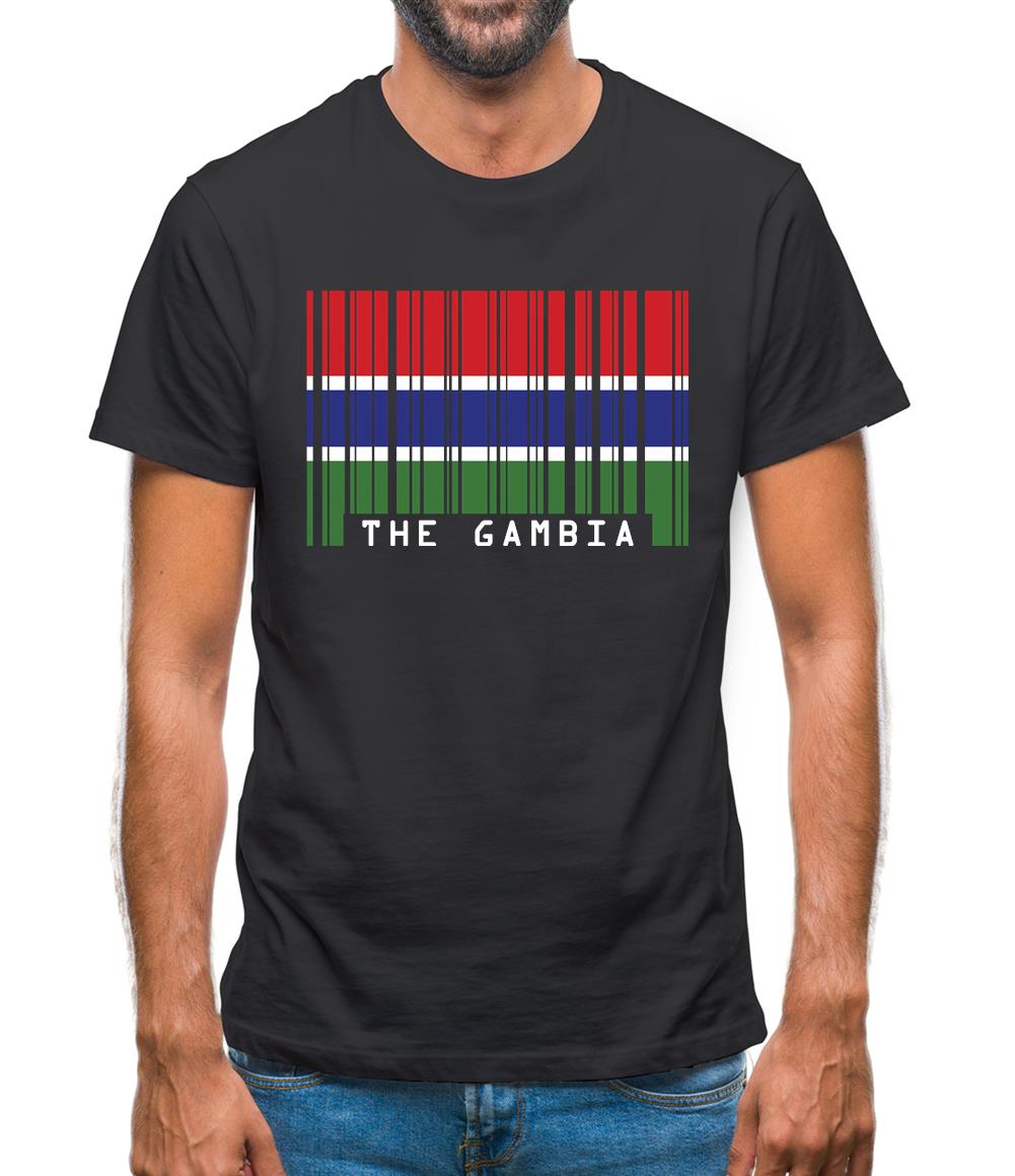 The Gambia Barcode Style Flag Mens T-Shirt The Gambia Barcode Style Flag Mens T-Shirt