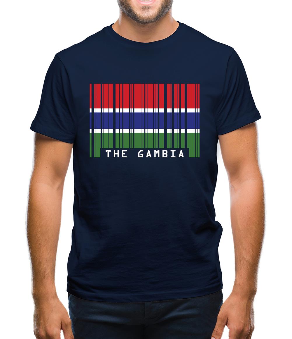 The Gambia Barcode Style Flag Mens T-Shirt The Gambia Barcode Style Flag Mens T-Shirt