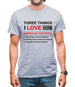 Three Things I Love Nearly As Much As American Football Mens T-Shirt Three Things I Love Nearly As Much As American Football Mens T-Shirt