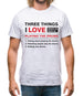 Three Things I Love Nearly As Much As Drums Mens T-Shirt Three Things I Love Nearly As Much As Drums Mens T-Shirt