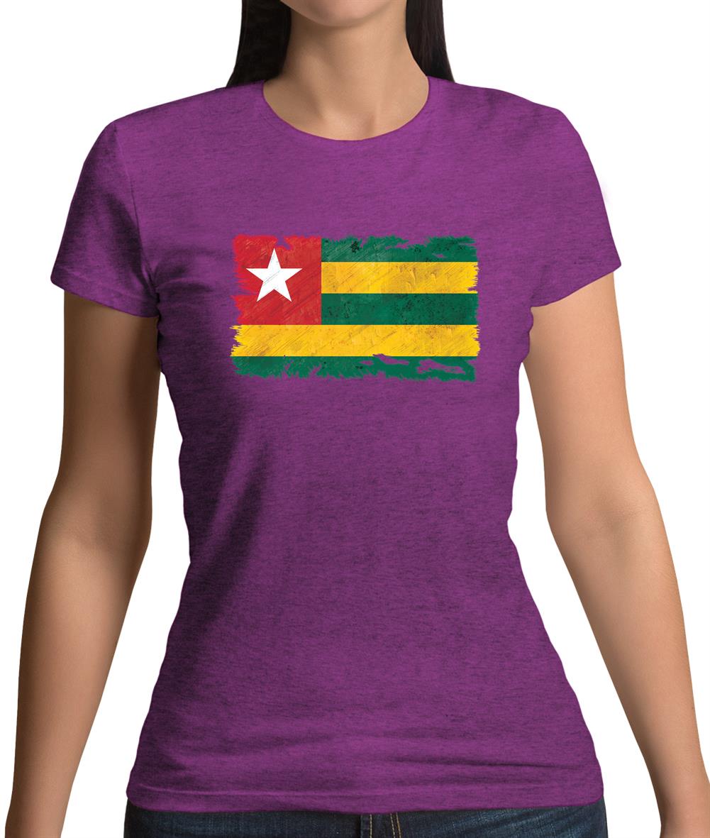 Togo Grunge Style Flag Womens T-Shirt Togo Grunge Style Flag Womens T-Shirt
