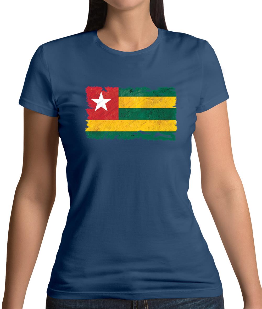 Togo Grunge Style Flag Womens T-Shirt Togo Grunge Style Flag Womens T-Shirt