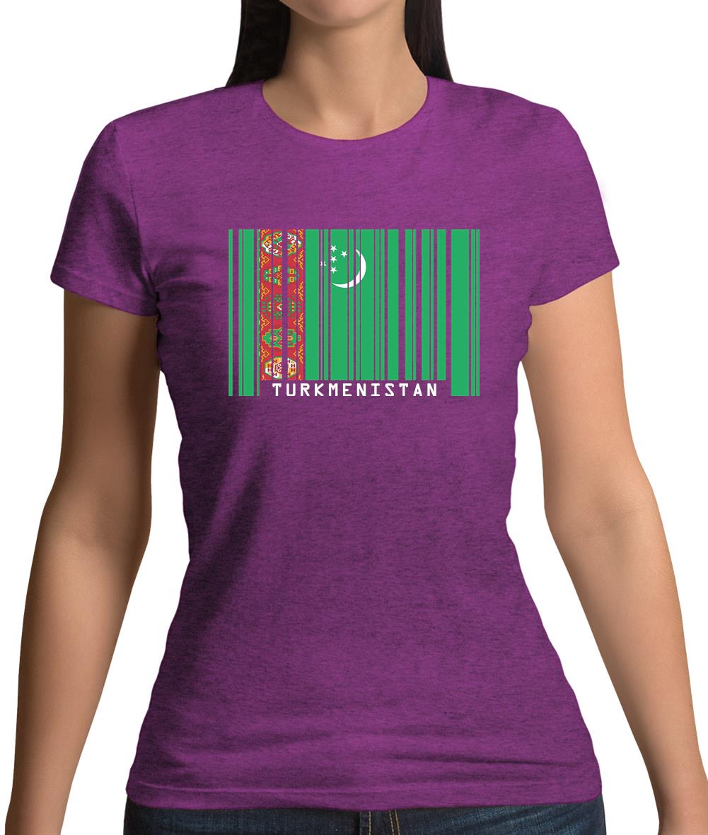 Turkmenistan Barcode Style Flag Womens T-Shirt Turkmenistan Barcode Style Flag Womens T-Shirt