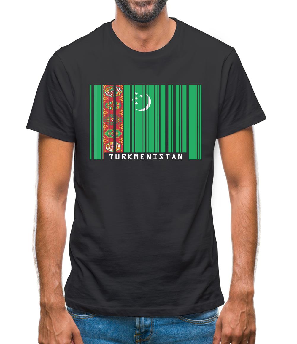 Turkmenistan Barcode Style Flag Mens T-Shirt Turkmenistan Barcode Style Flag Mens T-Shirt