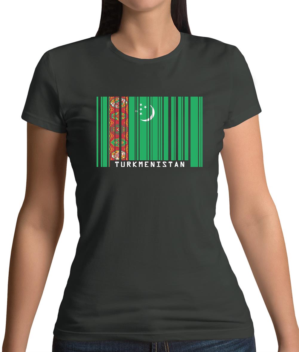 Turkmenistan Barcode Style Flag Womens T-Shirt Turkmenistan Barcode Style Flag Womens T-Shirt