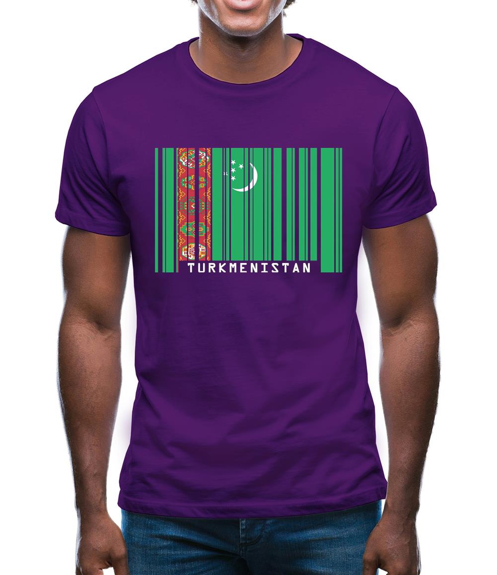 Turkmenistan Barcode Style Flag Mens T-Shirt Turkmenistan Barcode Style Flag Mens T-Shirt