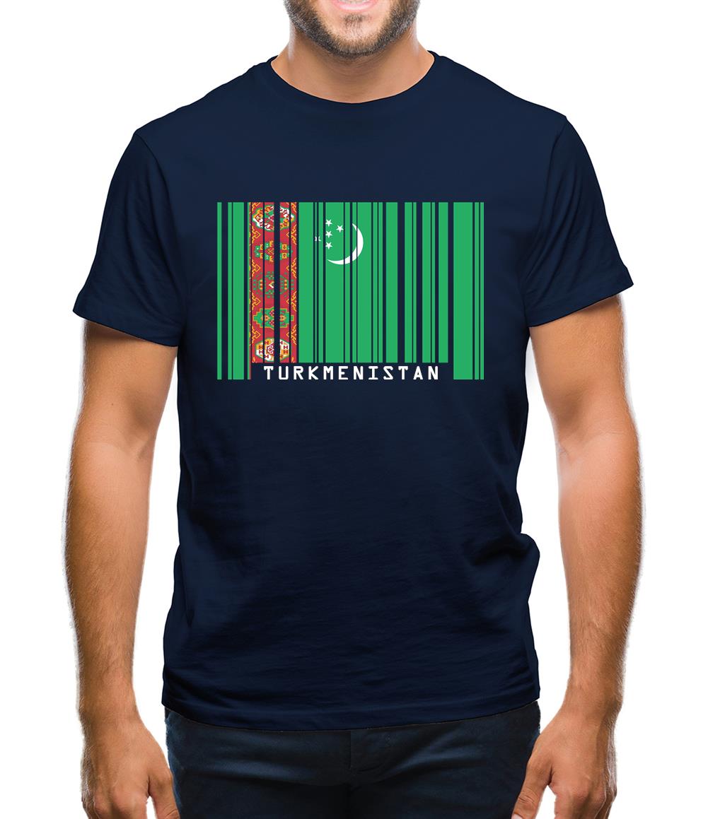 Turkmenistan Barcode Style Flag Mens T-Shirt Turkmenistan Barcode Style Flag Mens T-Shirt