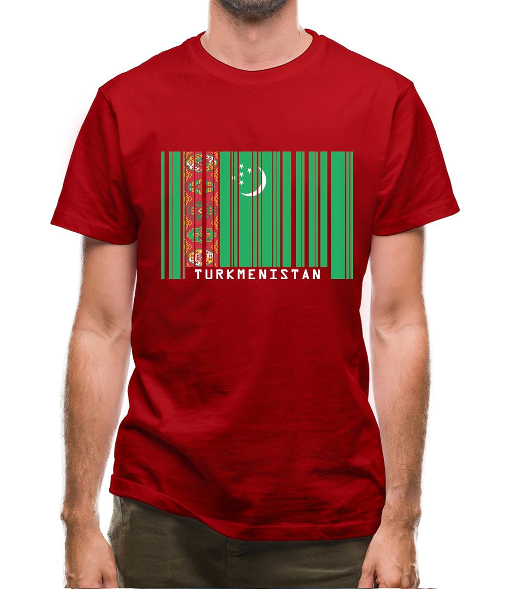 Turkmenistan Barcode Style Flag Mens T-Shirt Turkmenistan Barcode Style Flag Mens T-Shirt