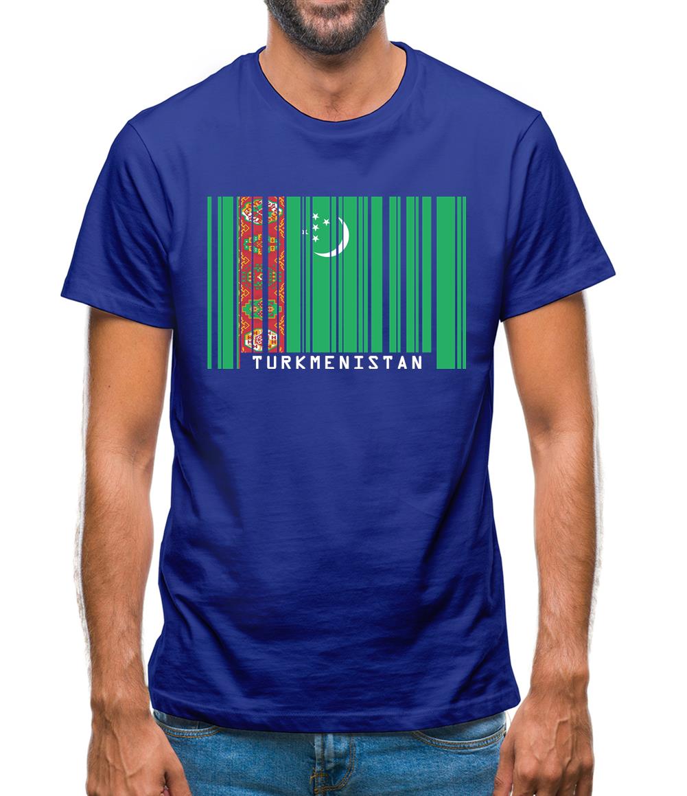 Turkmenistan Barcode Style Flag Mens T-Shirt Turkmenistan Barcode Style Flag Mens T-Shirt