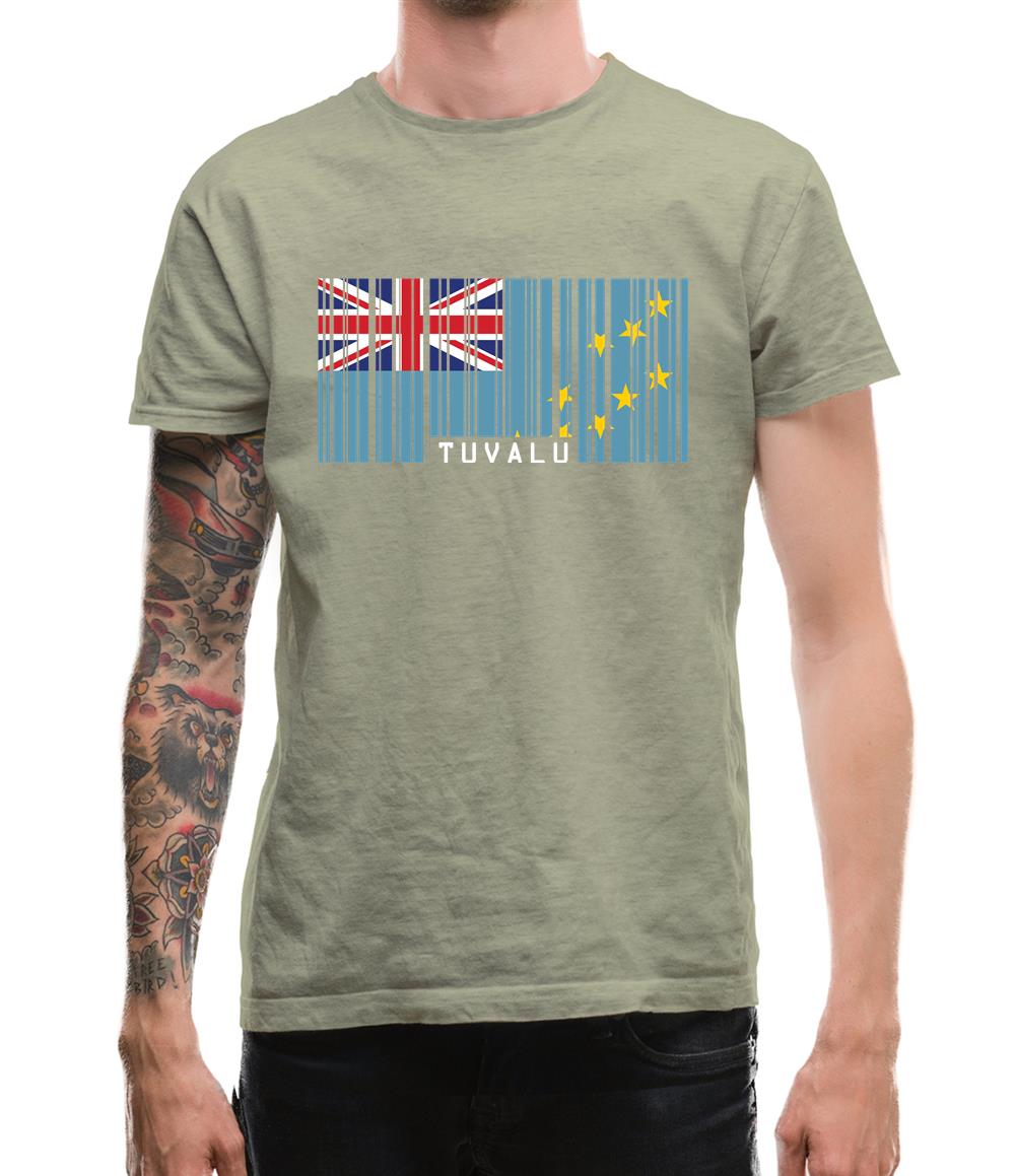 Tuvalu Barcode Style Flag Mens T-Shirt Tuvalu Barcode Style Flag Mens T-Shirt