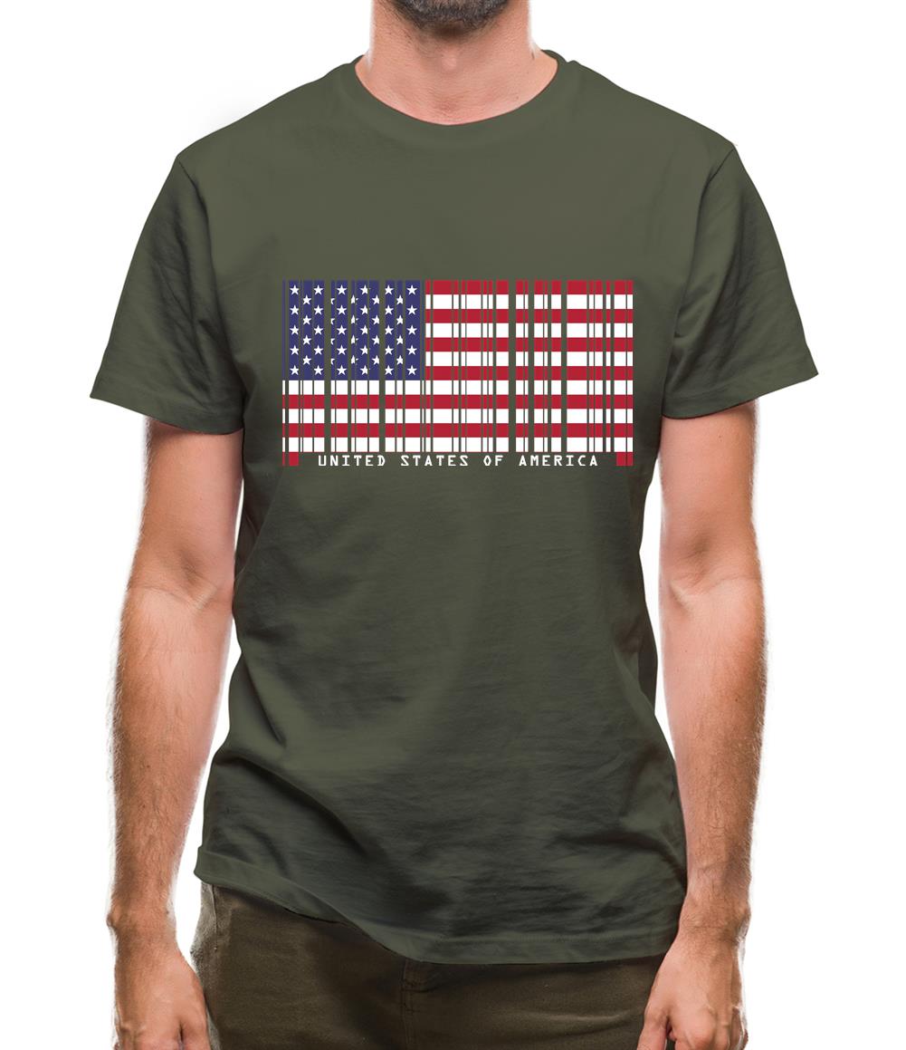Usa Barcode Style Flag Mens T-Shirt Usa Barcode Style Flag Mens T-Shirt
