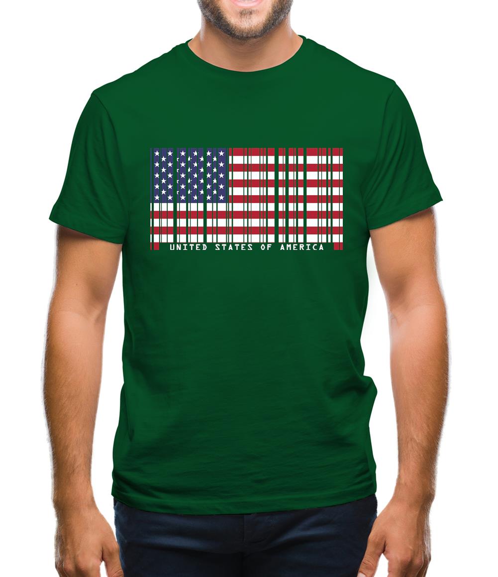 Usa Barcode Style Flag Mens T-Shirt Usa Barcode Style Flag Mens T-Shirt