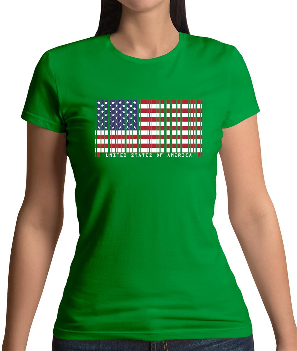 Usa Barcode Style Flag Womens T-Shirt Usa Barcode Style Flag Womens T-Shirt