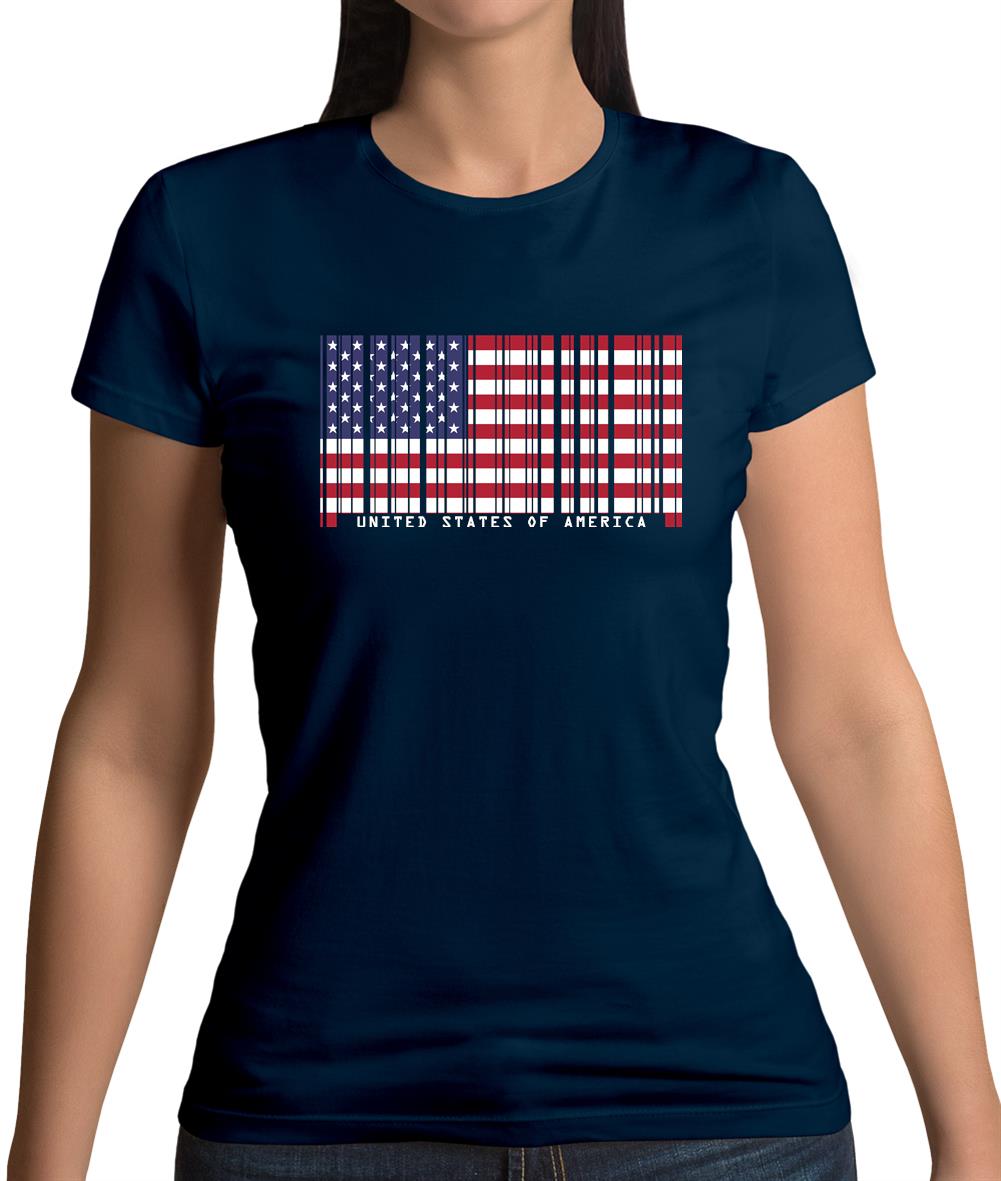 Usa Barcode Style Flag Womens T-Shirt Usa Barcode Style Flag Womens T-Shirt