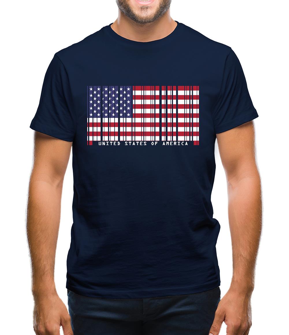 Usa Barcode Style Flag Mens T-Shirt Usa Barcode Style Flag Mens T-Shirt