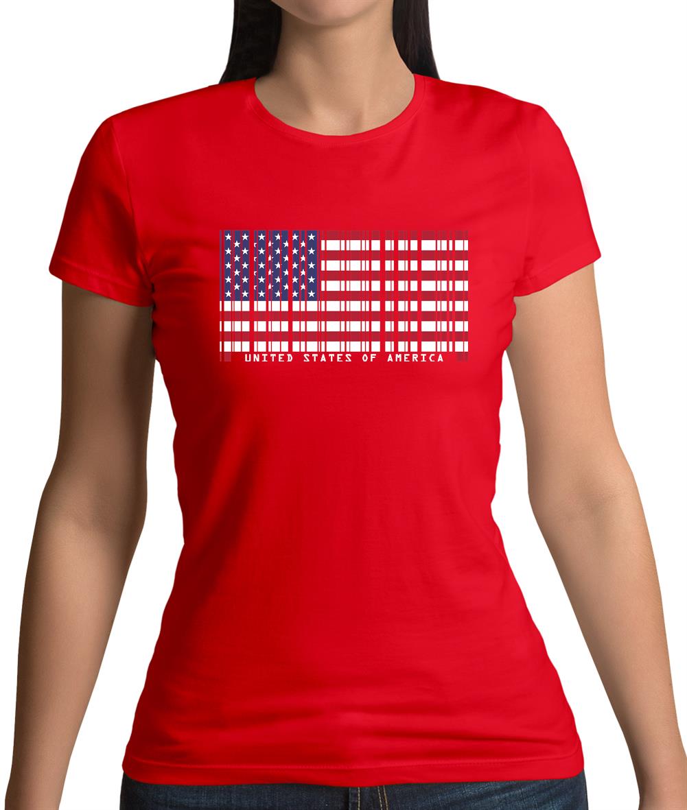 Usa Barcode Style Flag Womens T-Shirt Usa Barcode Style Flag Womens T-Shirt