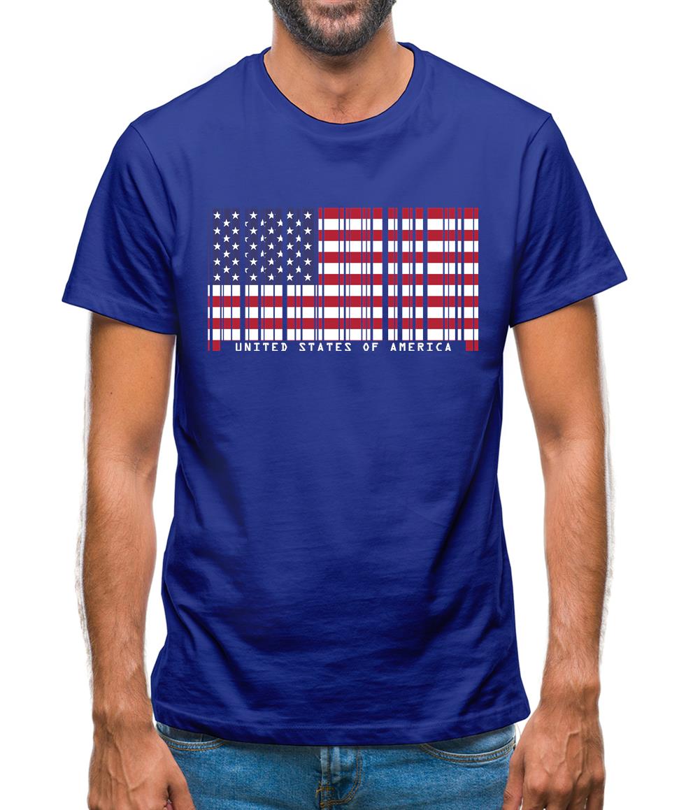 Usa Barcode Style Flag Mens T-Shirt Usa Barcode Style Flag Mens T-Shirt
