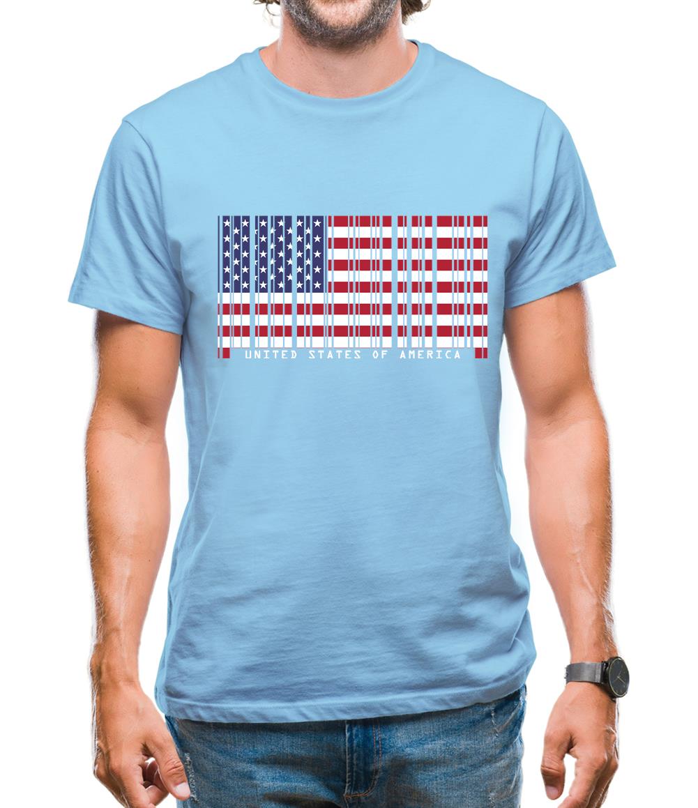 Usa Barcode Style Flag Mens T-Shirt Usa Barcode Style Flag Mens T-Shirt