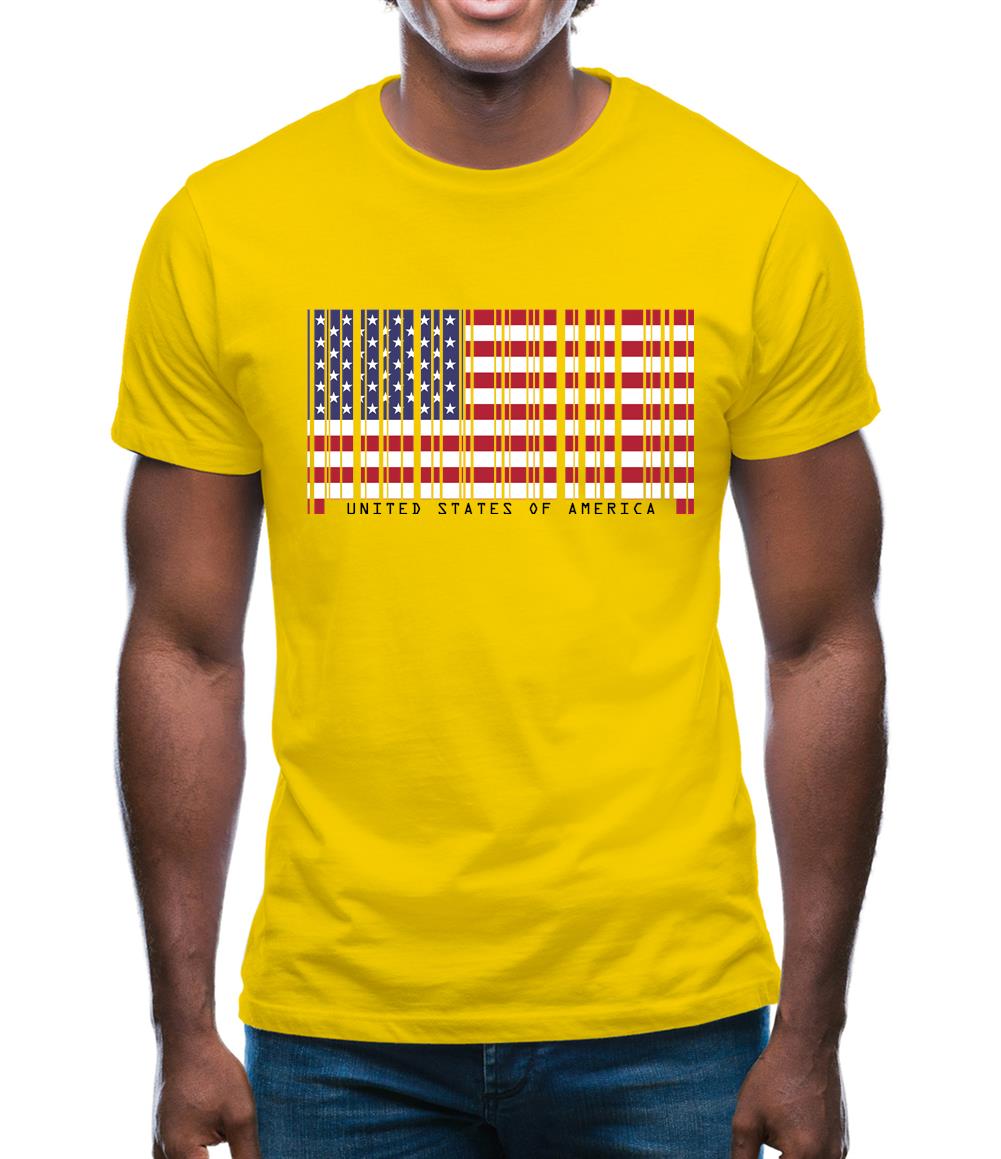 Usa Barcode Style Flag Mens T-Shirt Usa Barcode Style Flag Mens T-Shirt