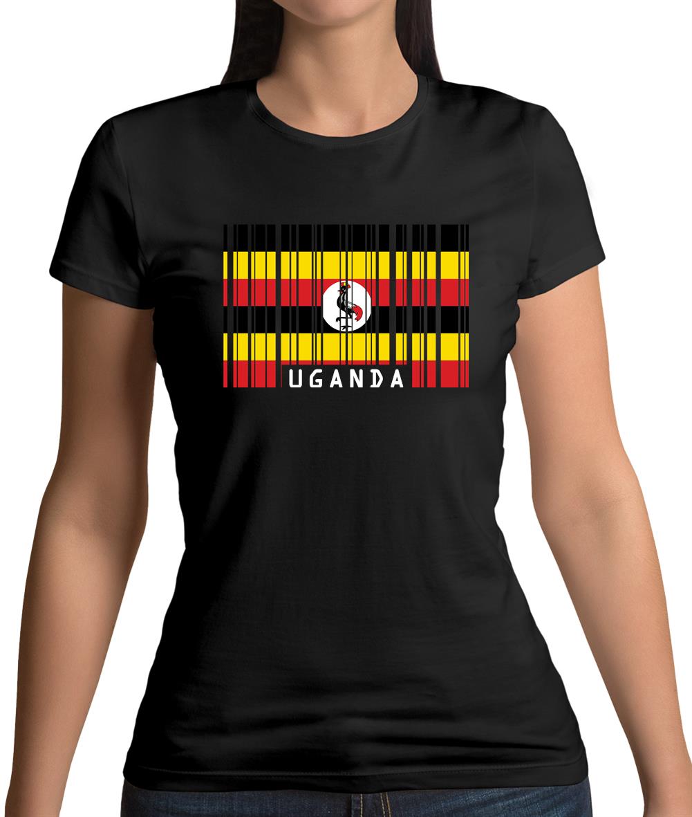 Uganda Barcode Style Flag Womens T-Shirt Uganda Barcode Style Flag Womens T-Shirt