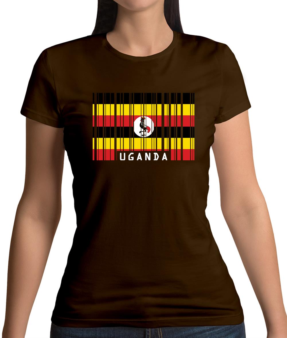 Uganda Barcode Style Flag Womens T-Shirt Uganda Barcode Style Flag Womens T-Shirt
