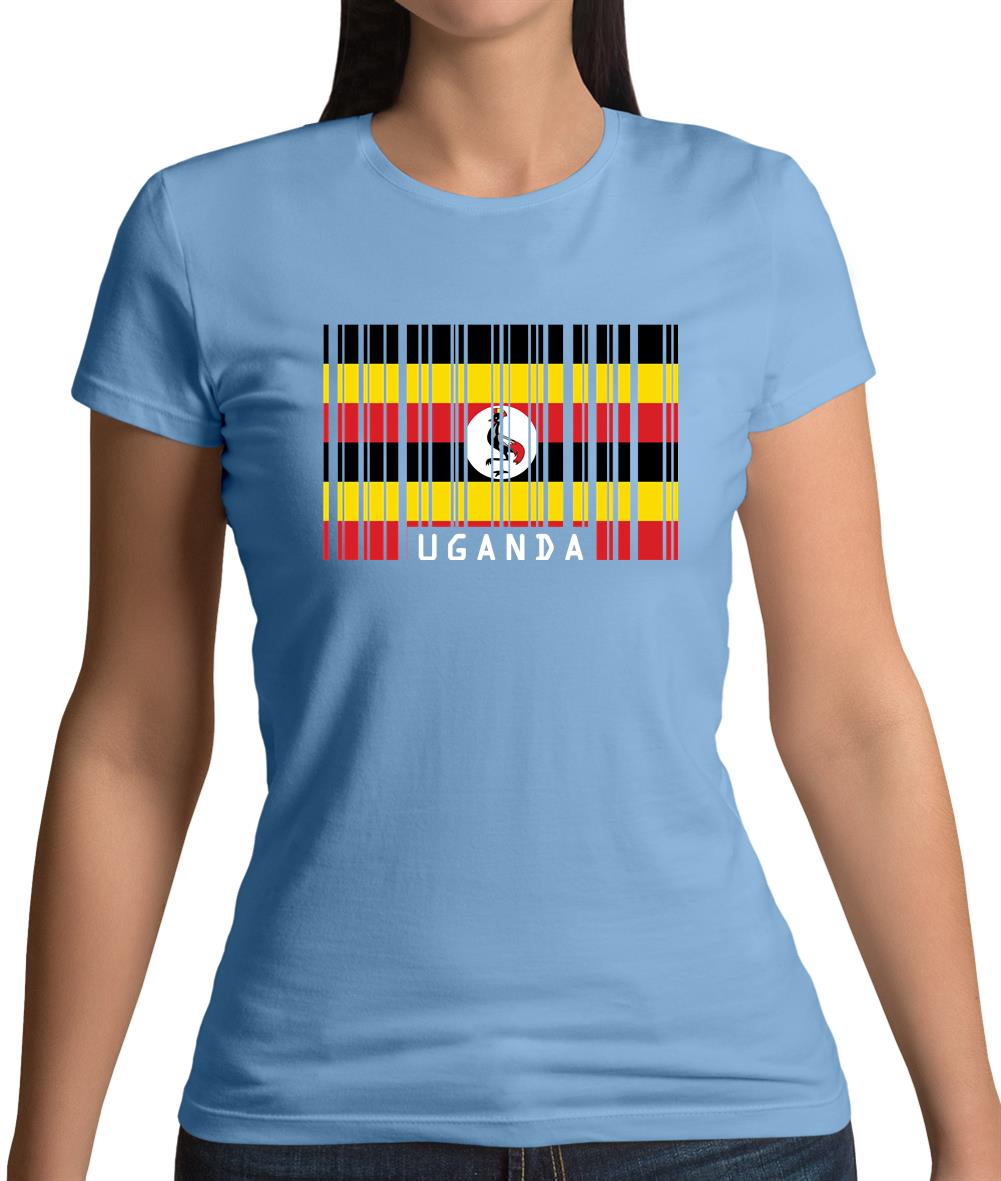 Uganda Barcode Style Flag Womens T-Shirt Uganda Barcode Style Flag Womens T-Shirt