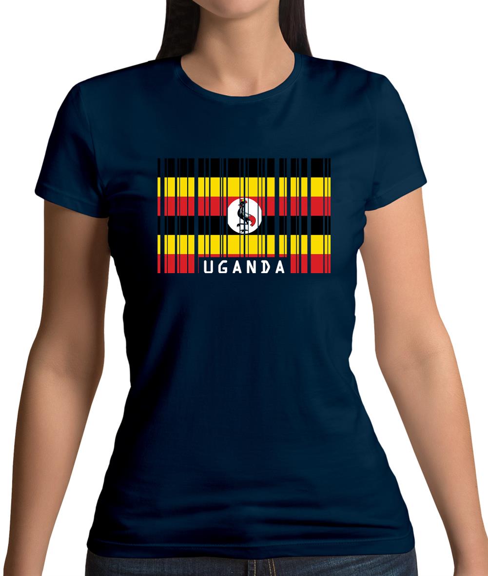 Uganda Barcode Style Flag Womens T-Shirt Uganda Barcode Style Flag Womens T-Shirt