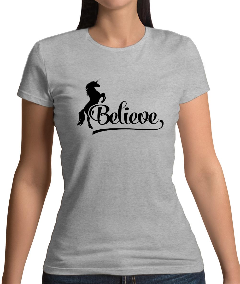 Believe Unicorn Womens T-Shirt Believe Unicorn Womens T-Shirt