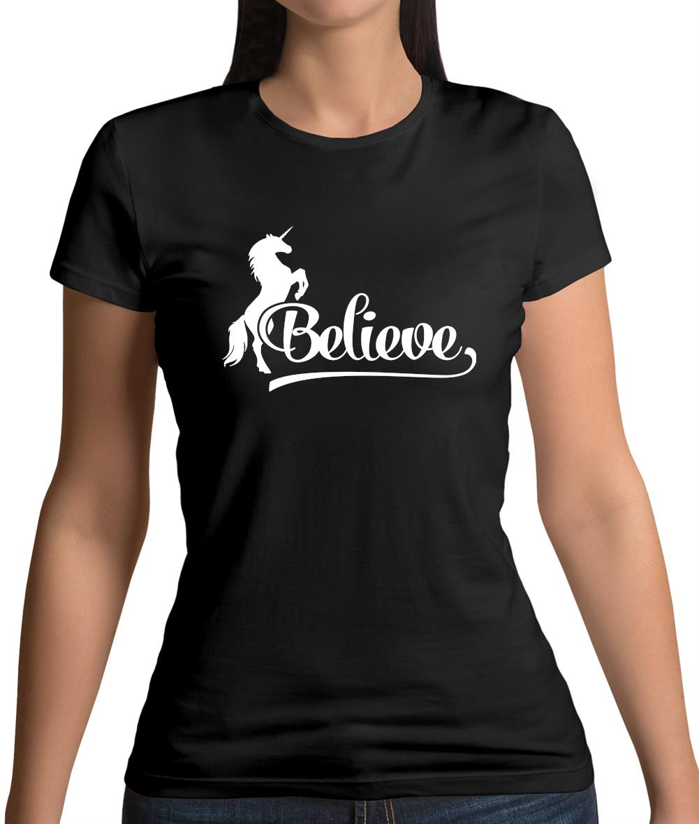 Believe Unicorn Womens T-Shirt Believe Unicorn Womens T-Shirt