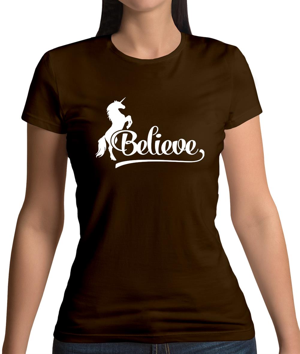 Believe Unicorn Womens T-Shirt Believe Unicorn Womens T-Shirt