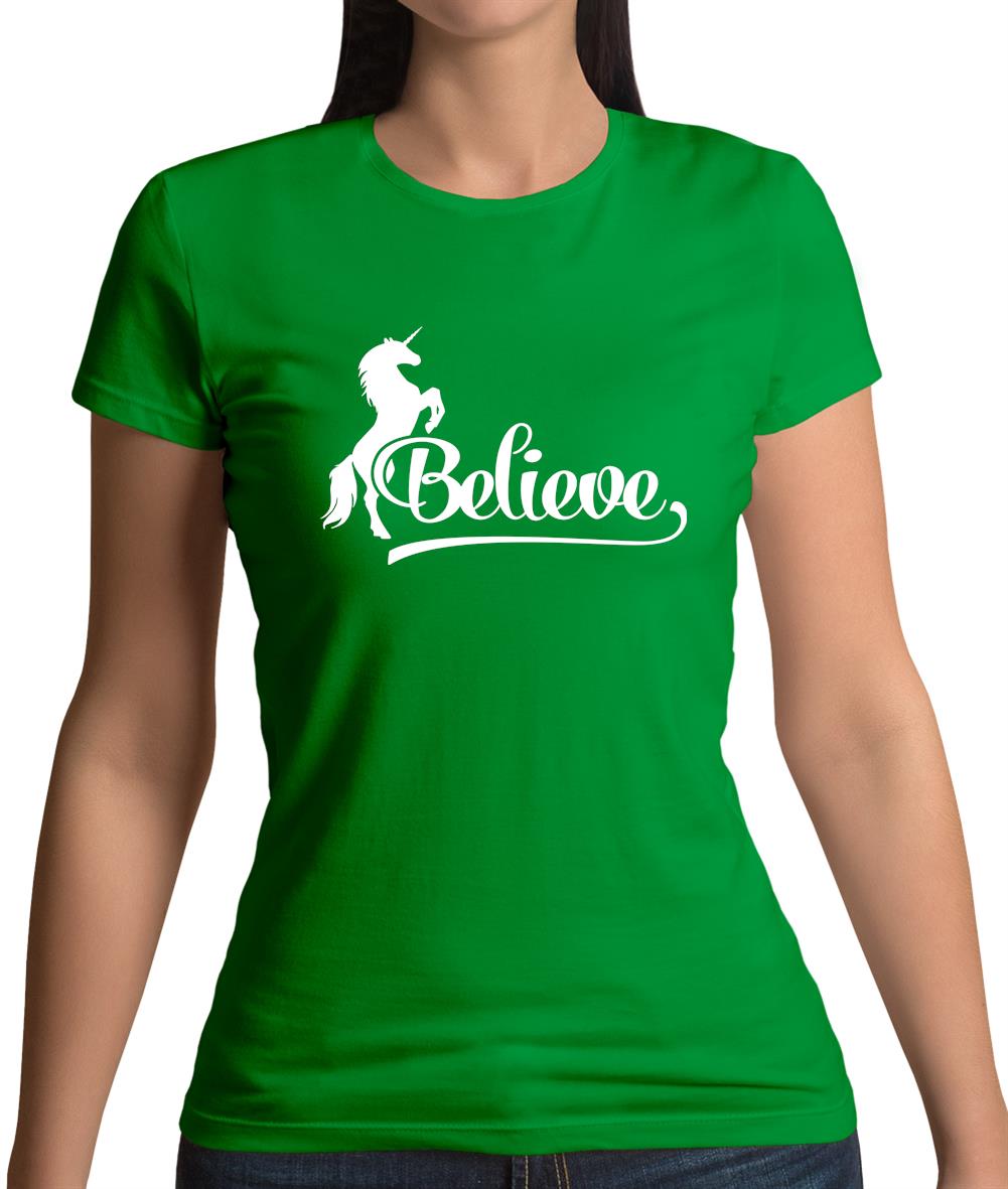 Believe Unicorn Womens T-Shirt Believe Unicorn Womens T-Shirt