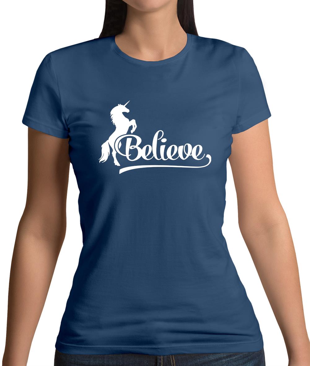 Believe Unicorn Womens T-Shirt Believe Unicorn Womens T-Shirt